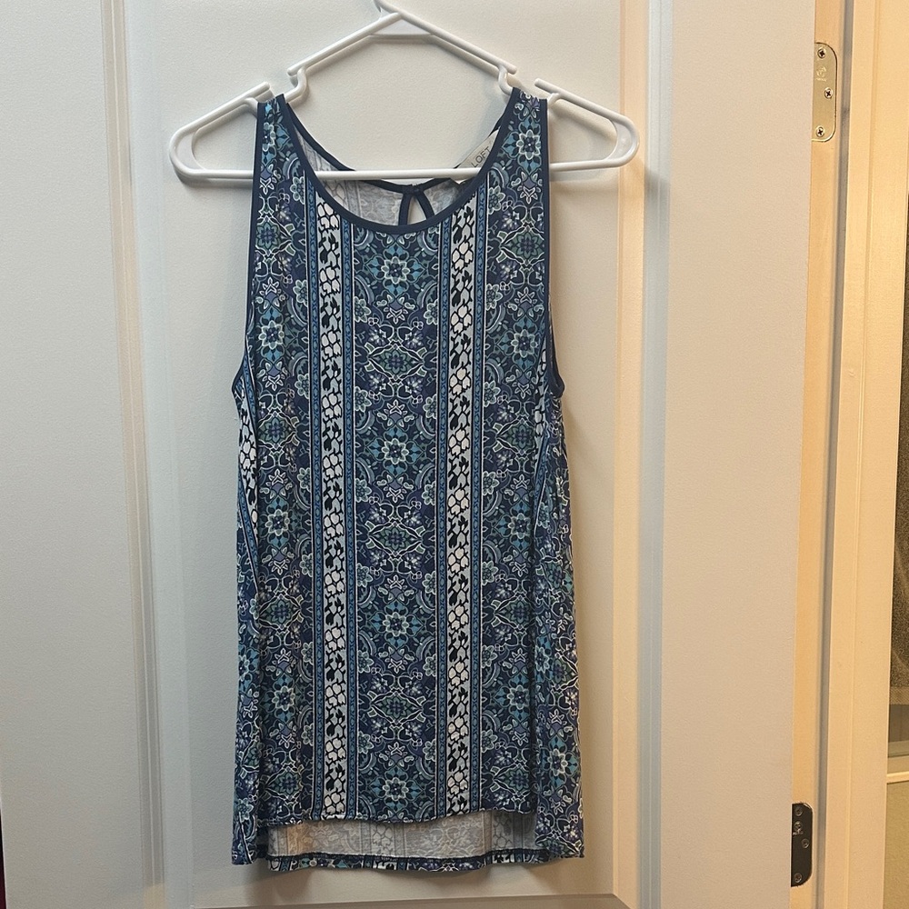 LOFT Navy Floral Tank Top